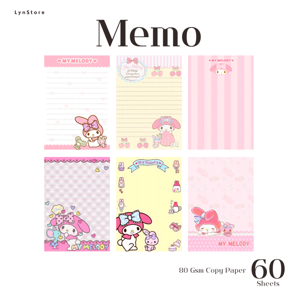 

(LS_M005) Memo Pad Gambar Karakter Sanrio Lucu - My Melody Ukuran 7 X 10 cm ( Isi 60 Lembar Hvs 80 Gsm) Memopad Lucu / Aesthetic Memopad / Memo note / Kertas Memo / Memo Lucu / Buku catatan kecil /Buku catatan Memo