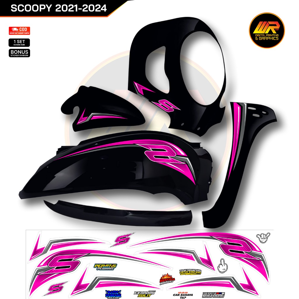 Striping Scoopy Garis Simple Bahan Bening Transparan Sticker Scoopy Garis Simple
