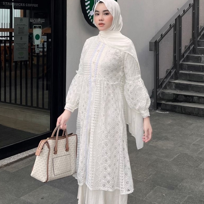 Cepaat Outer Brukat Cardigan Brokat Lengan Panjang atasan outher brukat Outer Brokat outer Tulle out