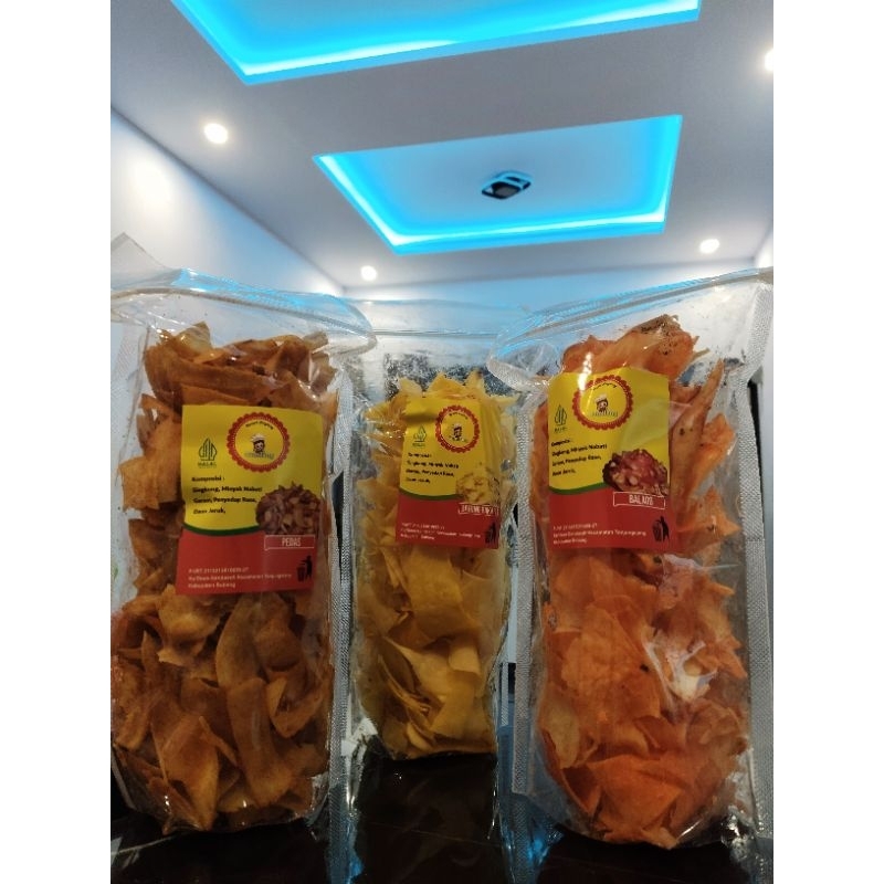 

Kripik Singkong Varian Balado, Jagung, Pedas