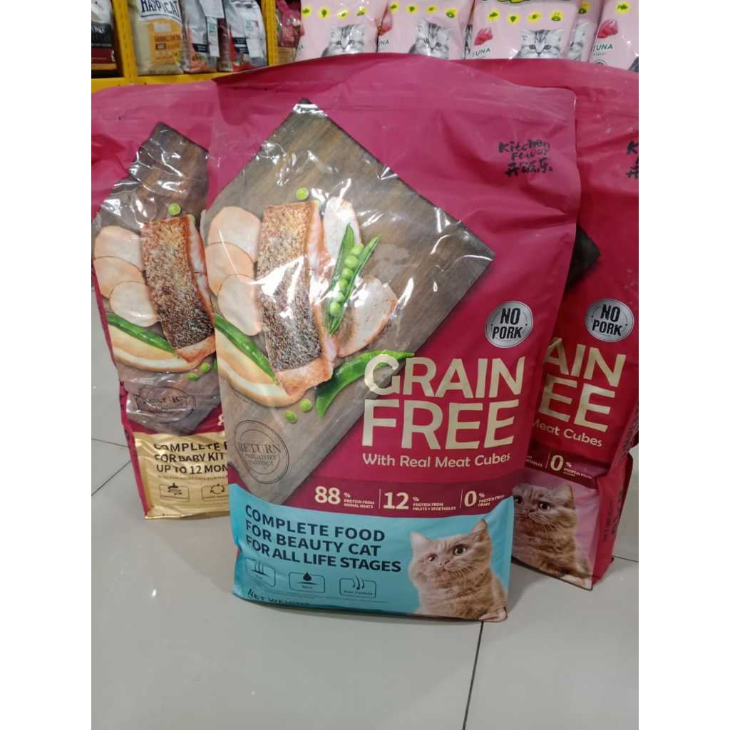 kf kitchen flavour Beauty 8 kg Kf Grain free Beauty makanan kucing