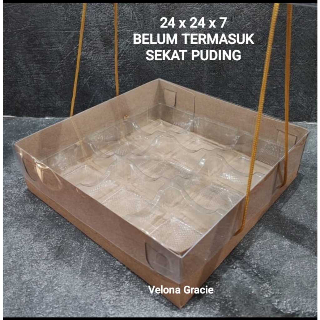 

Dus Tenteng Kraft Mika 24x24x7 isi 10 pcs / Box Catering Puding Hampers