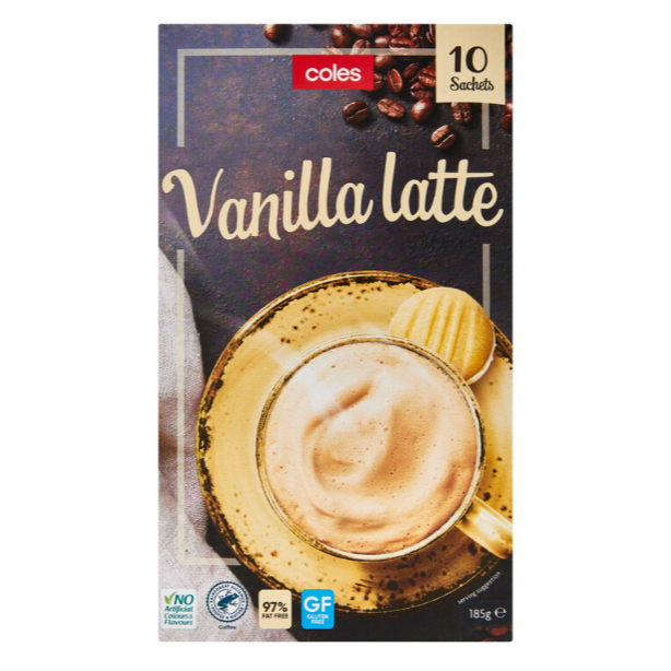 

Coles Vanilla Latte Sachets 185g | 10 pack