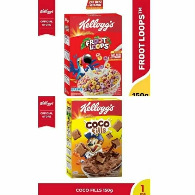 

kellogs sereal gandum coco fills, froot loops 150g