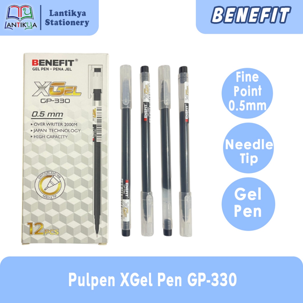 

Pulpen Gel Benefit XGEL Hitam GP 330/ Tinta lancar anti macet/ 1 PACK Isi 12 Pcs