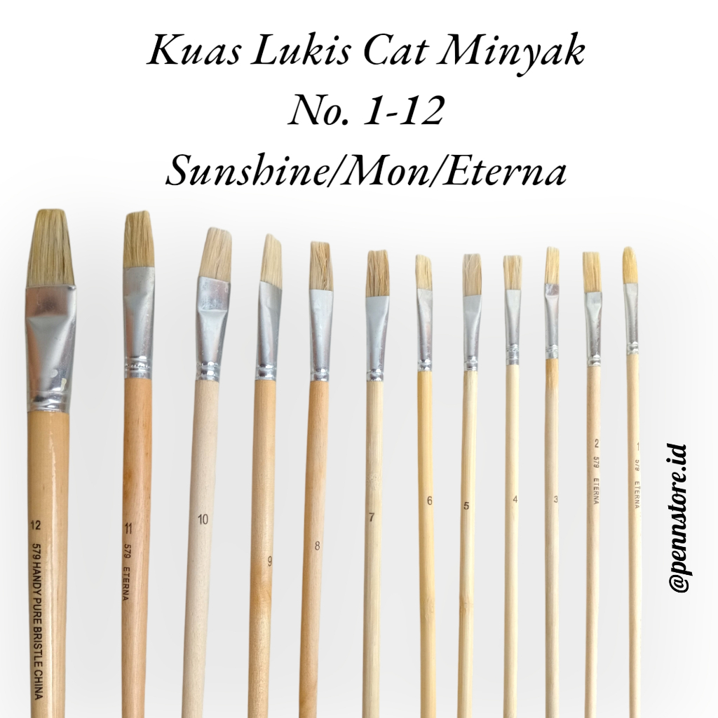 

(pcs) Kuas Lukis Cat Minyak No. 1-12 Sunshine / Mon / Eterna - Cat Minyak Paint