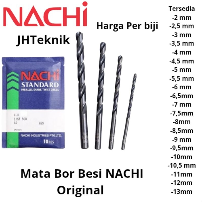 JHTeknik Mata Bor Besi NACHI ORIGINAL 8mm/8,5mm/9mm/9,5mm/10mm Mata Bor Mata Bor Besi Mata Bor Nachi