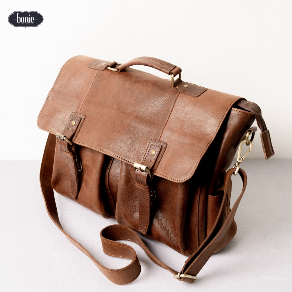 Tas Kulit Pria | Tas Kulit Asli, Tas Pria, Tas Kerja, Tas Selempang Pria [ DIEGO | Bonie Leathercraf