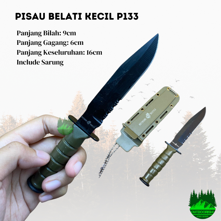 Pisau Belati Mini P133 untuk Kegiatan outdoor dan camping Pisau Survival Camping
