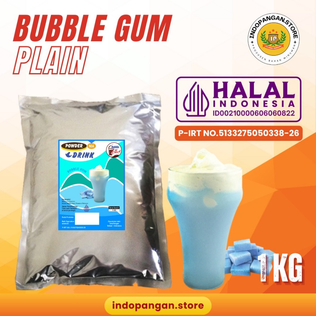 

Powder Rasa Bubble Gum 1 Kg (PLAIN) Kemasan Foil - Bubuk Minuman Rasa Bubble Gum 1 Kg