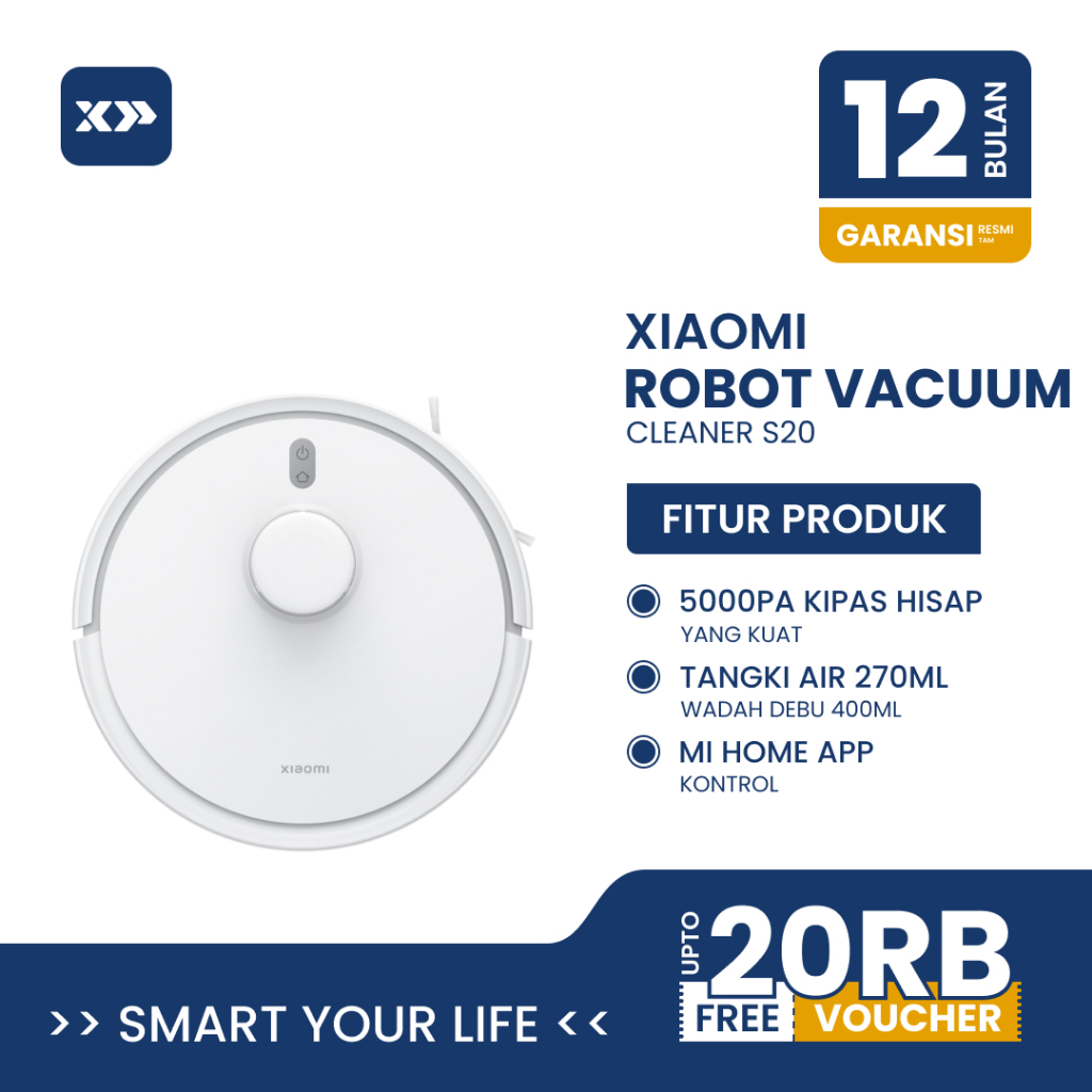 Xiaomi Robot Vacuum S20 Vacuum Cleaner 5000Pa - Garansi Resmi