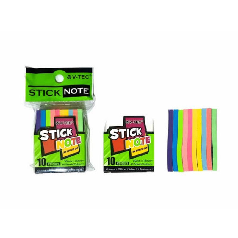 

V-TEC Stick Note SN 7614/10CLR Uk. 76 x 14 mmWarna: 10 Warna (Mix Colour) Bahan: Kertas Isi: 400 Sheets