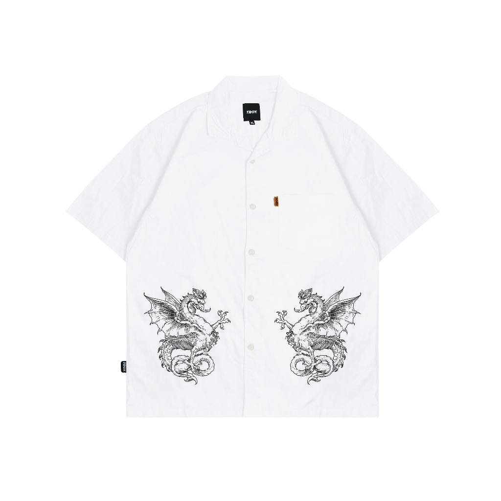Troy Company Short Shirt White Dragon Fly - Kemeja Lengan Pendek Pria Putih KMJ 2942