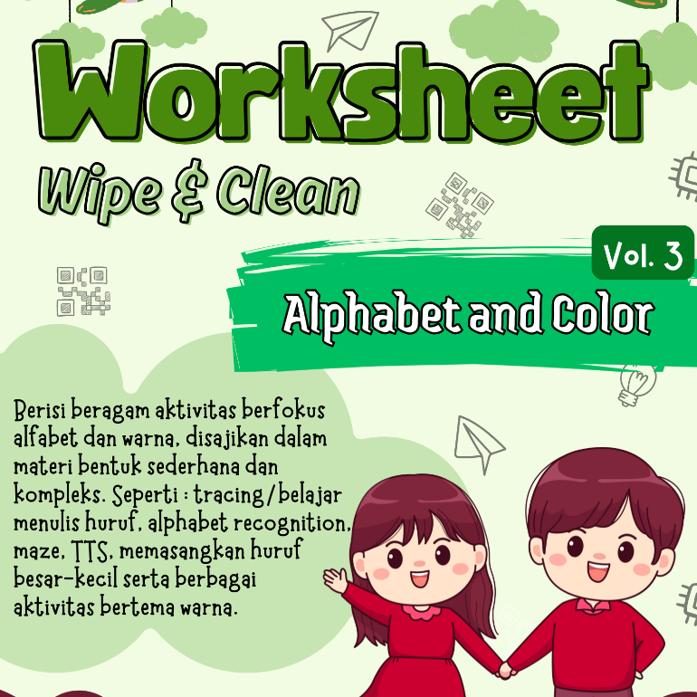 

✨BUKUNYA NAYU✨ VOL 3 (Alphabet & Color) - Worksheet Wipe and Clean Anak Usia 3 4 5 6 Tahun - TERBARU