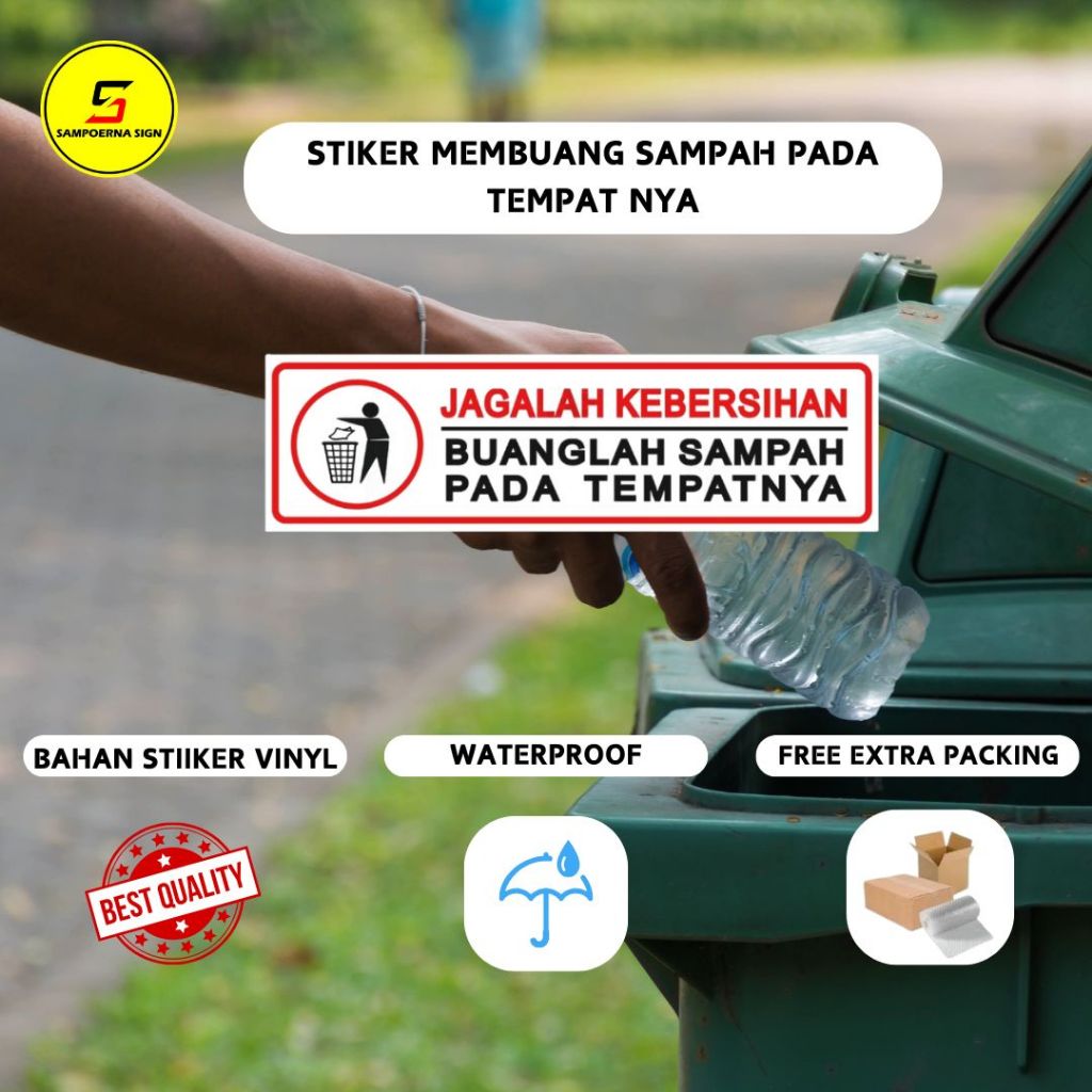 

Sign Sticker jagalah kebersihan buang sampah pada tempatnya / sticker buanglah sampah pada tempatnya / stiker buang sampah / stiker