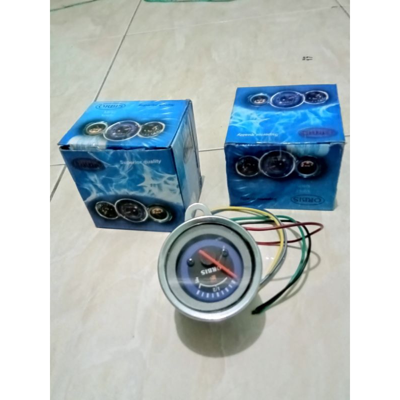 Indikator Tamer pengukur bensin motor universal model bulat Chrome
