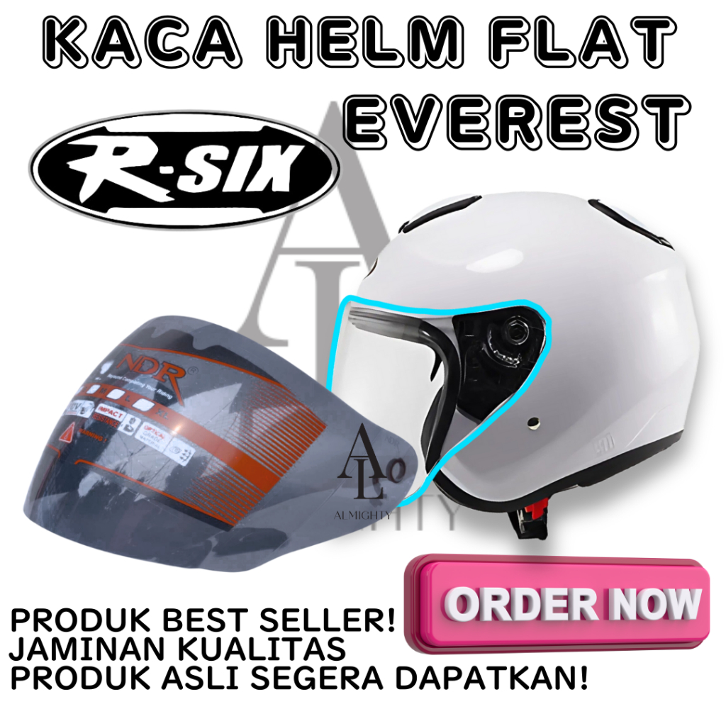 Kaca helm R-SIX EVEREST visor helmet CEMBUNG venom open ganteng NDR