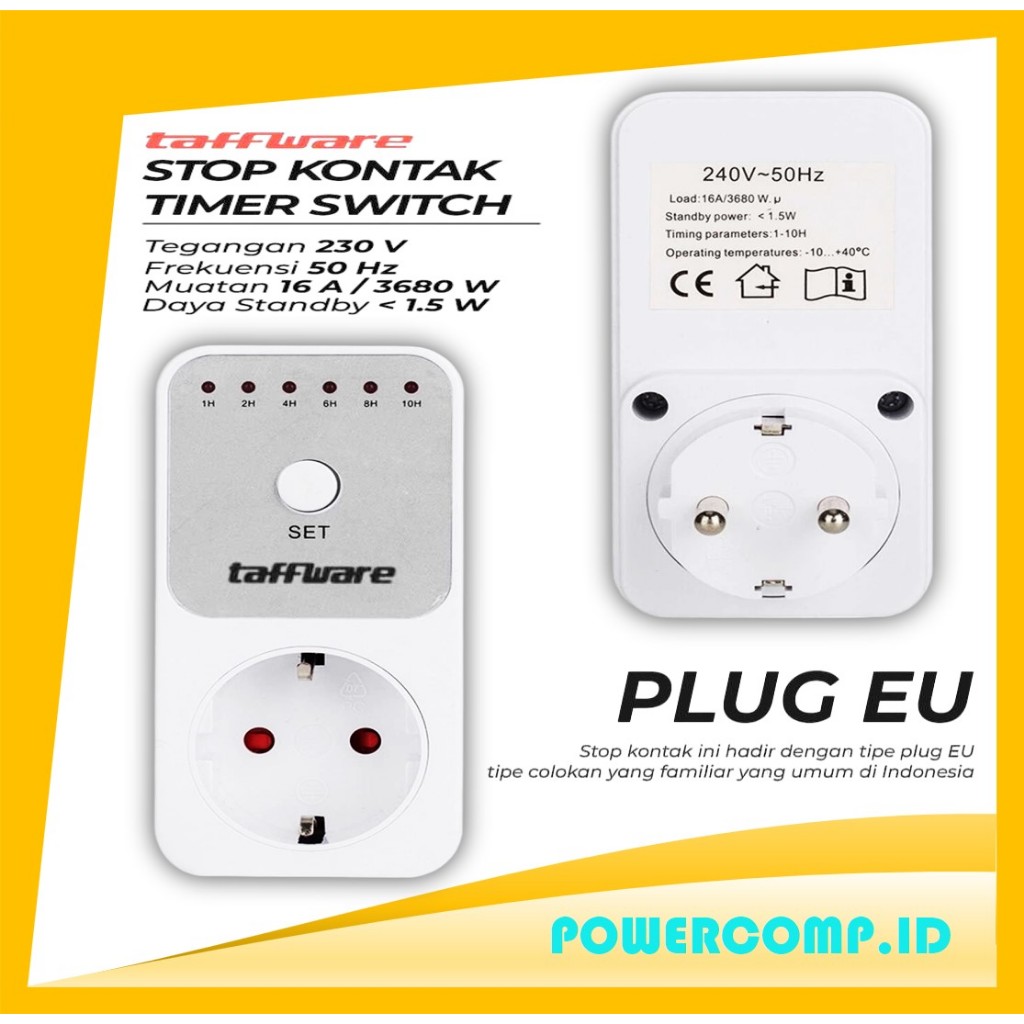 Taffware W03 - Stop Kontak Timer Otomatis stop kontak timer otomatis Stop Kontak Programmable Timer 