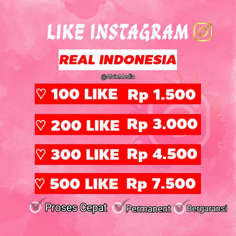 LIKE INSTAGRAM INDONESIA REAL AKTIF PERMANEN & GARANSI