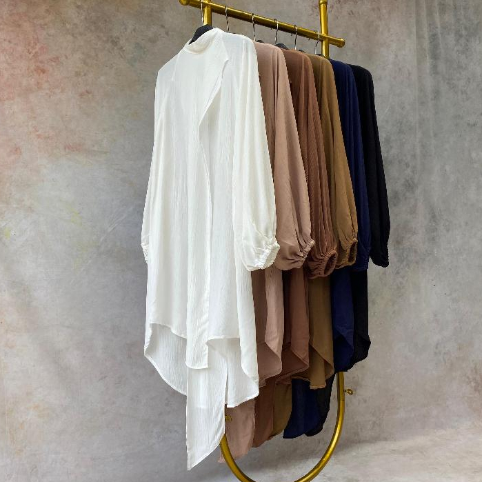 Aulia Tunik  Oversize Atasan Wanita Rayon Crinkle Lengan Panjang Busui Friendly