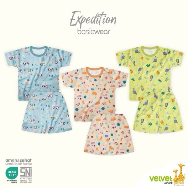 Velvet Junior Setelan Pendek Anak Seri Expedition | Baju Anak Laki Laki | Baju Anak Perempuan | Piya