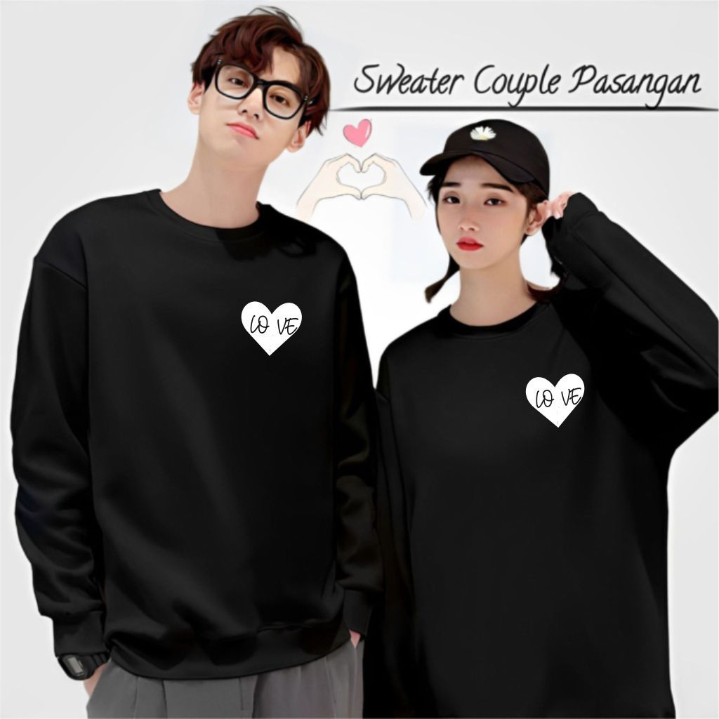 Baju Kaos Sweatshirt Couple Pasangan Lengan Panjang Pria Wanitan / Kaos Kapelan Cowok Cewek