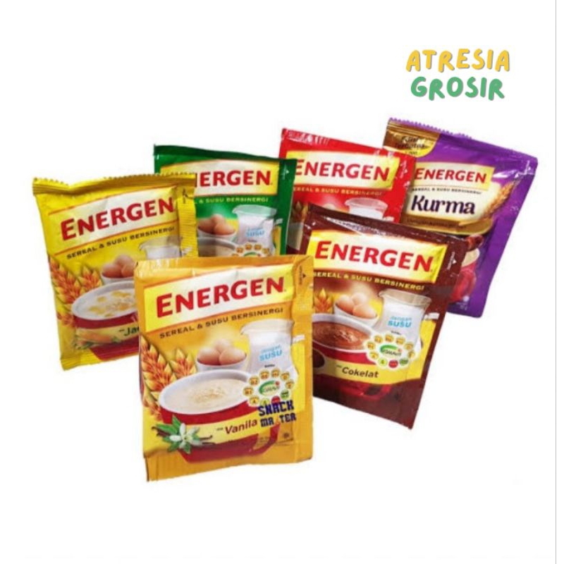 

Energen Sereal Rasa Vanilla/Coklat/Kacang hijau 1 Renceng isi 10