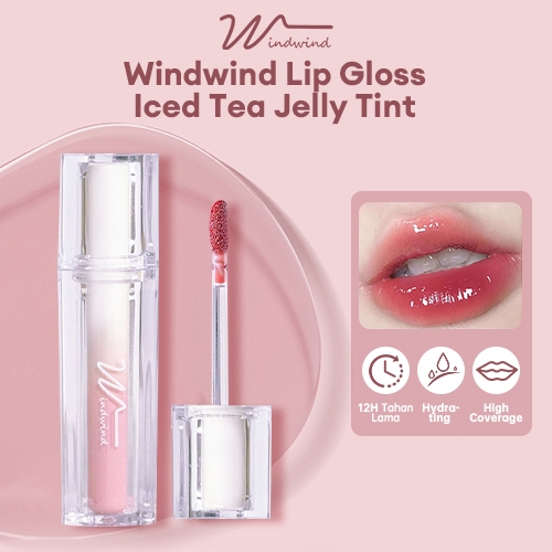 [FREE GIFT]Windwind Lip Gloss Iced Tea Jelly Tint Lipstik Glossy Water Mirror Lip Balm