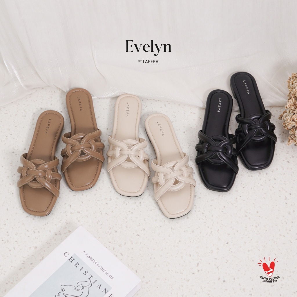 LAPEPA SHOP - EVELYN Sandal Flat Slop Wanita