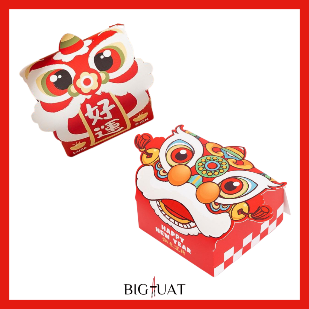 

[bighuat] Box Cookies Paper Bag Hampers Imlek Motif Barongsai Sincia Aesthetic Tempat Jeruk Sincia