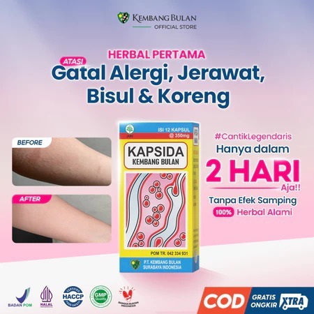 Kembang Bulan Kapsida 12 Kapsul - Obat Jerawat, Gatal-gatal, Bisul, Alergi Bekas Jerawat - Kapsida