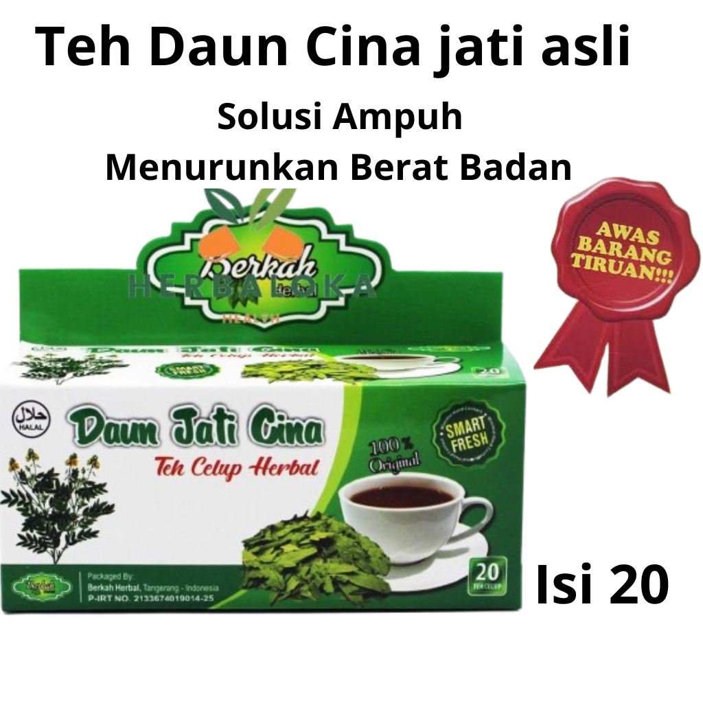 

Herbal TEH CELUP Jati Cina / Teh Pelangsing isi 20 Bag / BPOM / Teh Celup Daun Jati Cina/ Berkah Herbal