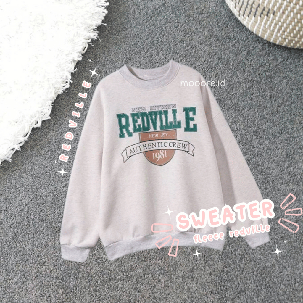 Sweater Oversize Wanita Redville American School Hijab Friendly Sweater Wanita Kekinian Basic - M06