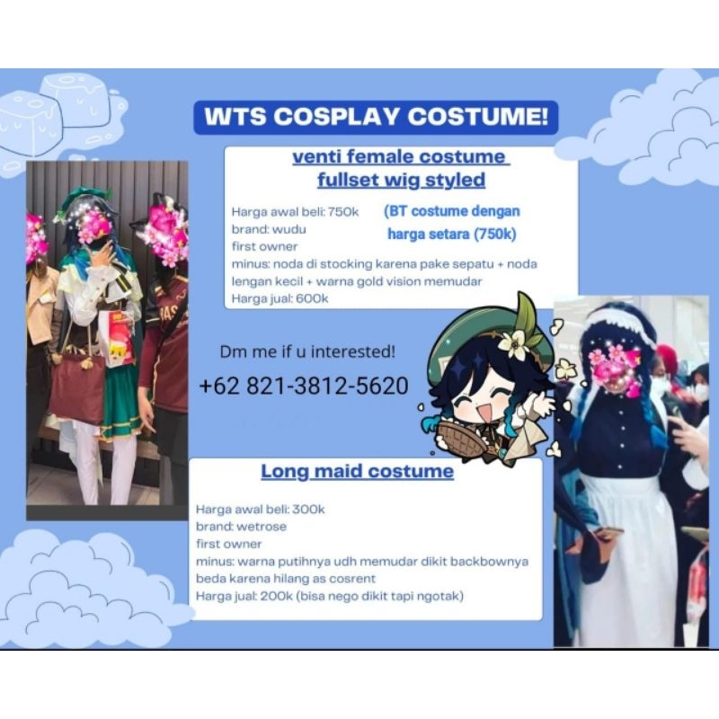 preloved costume Venti Genshin Impact Fullset Maid