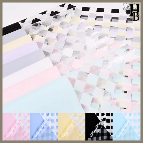 

20 LEMBAR Kertas Buket Square Stripe Cellophane Flower Wrapping 6112