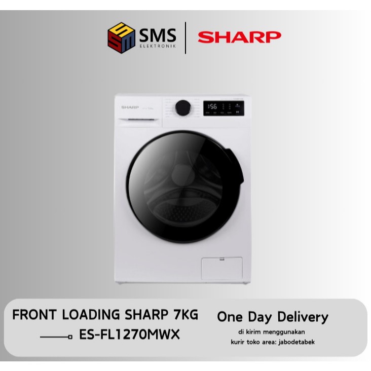 SHARP ES-FL1270MWX Mesin Cuci Front Loading Inverter Technology 7 Kg