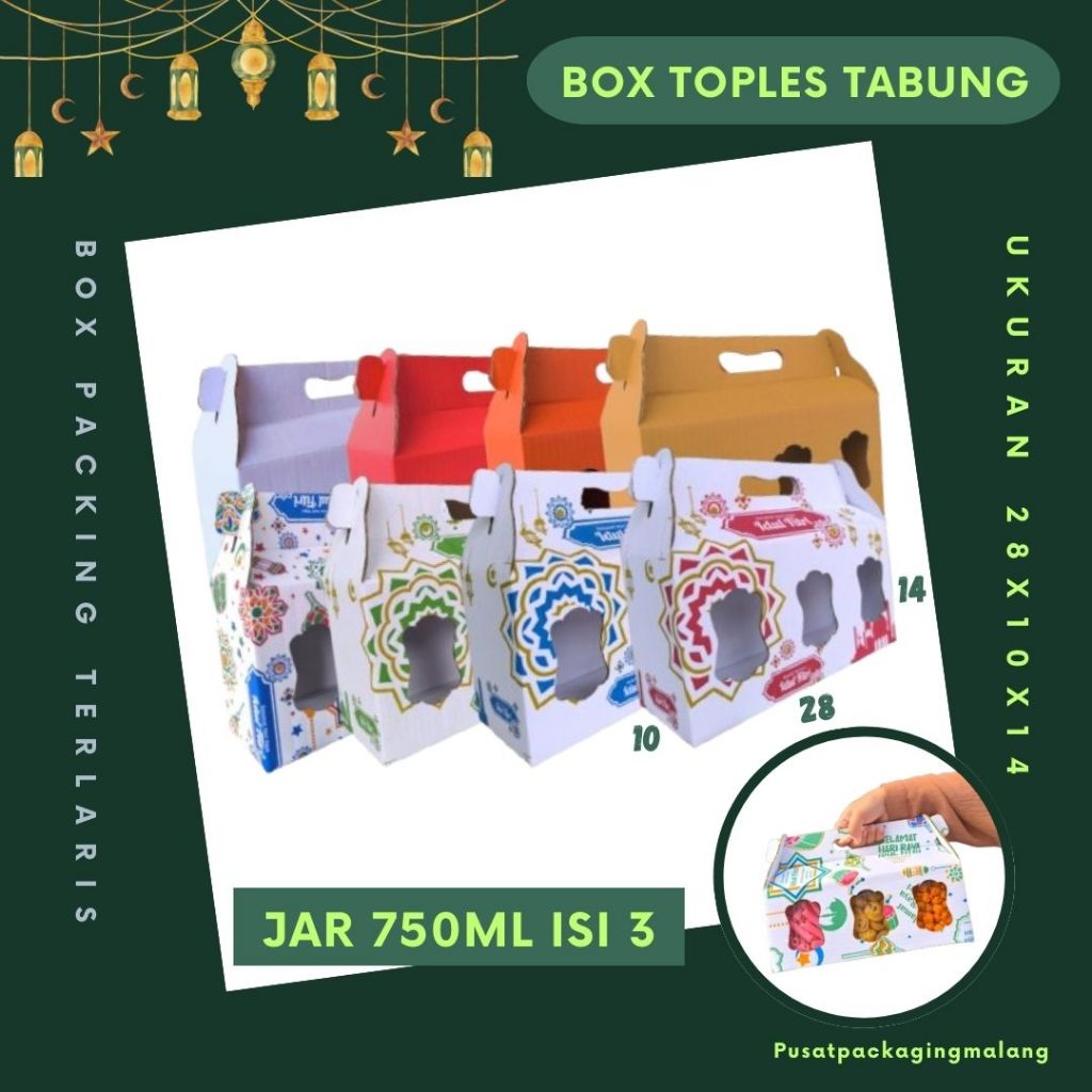 

Box Jinjing Kuker 28x10x14 Jinjing Jar (KUKER TOPLES JAR 750ml ISI 3) Box Jinjing Kardus Lebaran Idul Fitri Hampers Polos/Motif