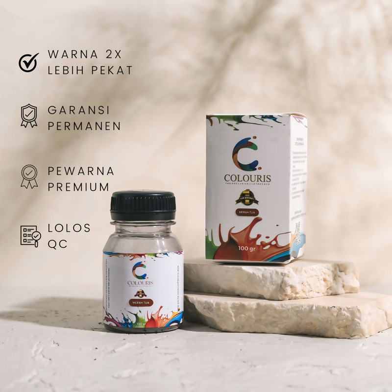 Colouris - Wantex Pewarna Pakaian Kain Celana Jeans Denim Hoodie Merah Tua Permanen