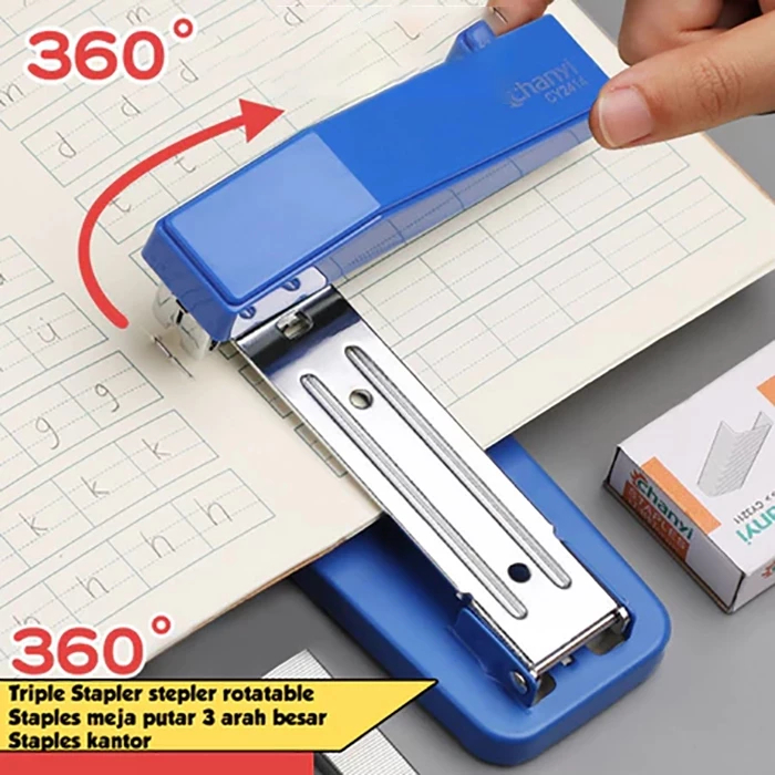 

Triple Stapler stepler rotatable/ Staples meja putar 3 arah besar/ Staples kantor/stapler max Rotatable 360° COD