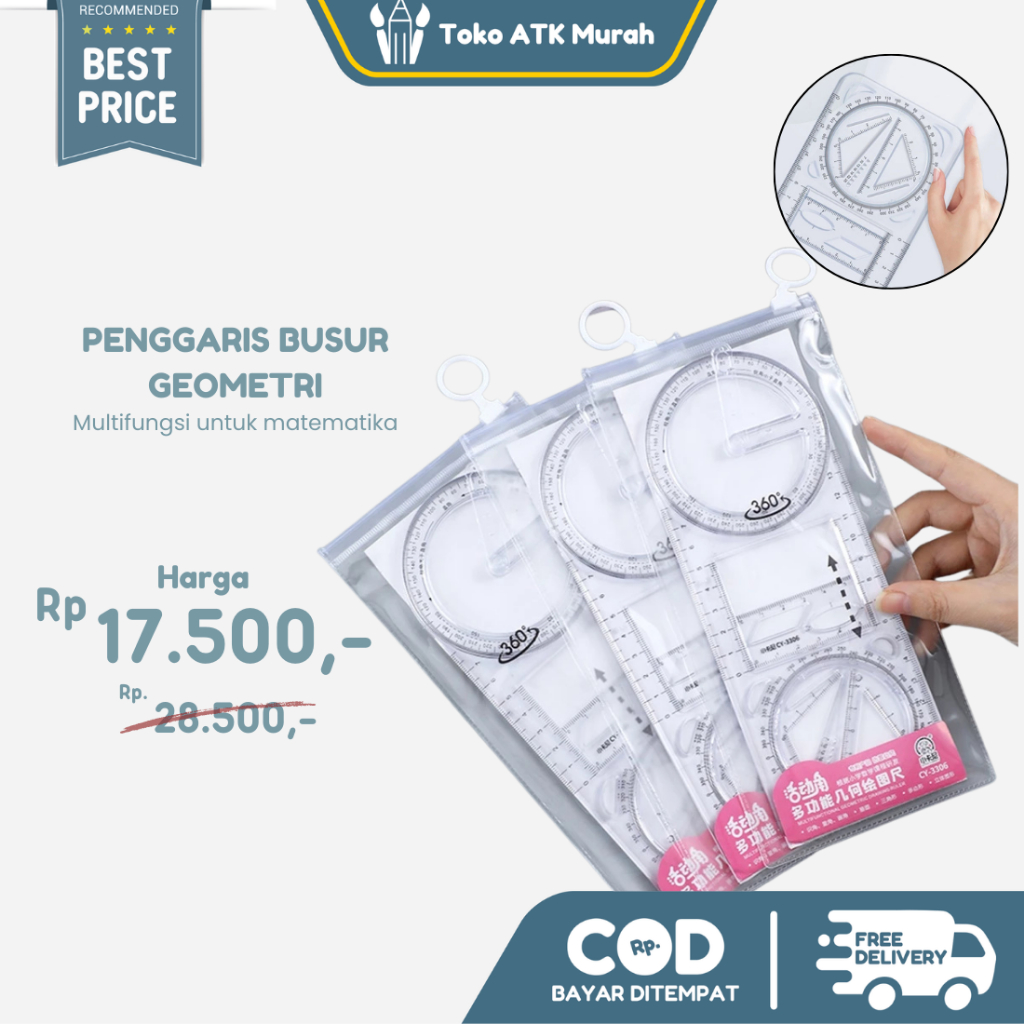 

Penggaris Busur Geometri Rotary 360 derajat Multifungsi Serbaguna Matematika Multi Functional Math Ruler