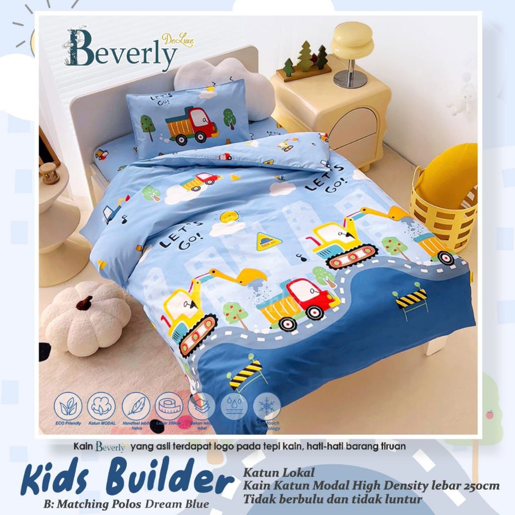 Sprei Katun Lokal Star Kids Builder - sprei anak laki-laki motif mobil