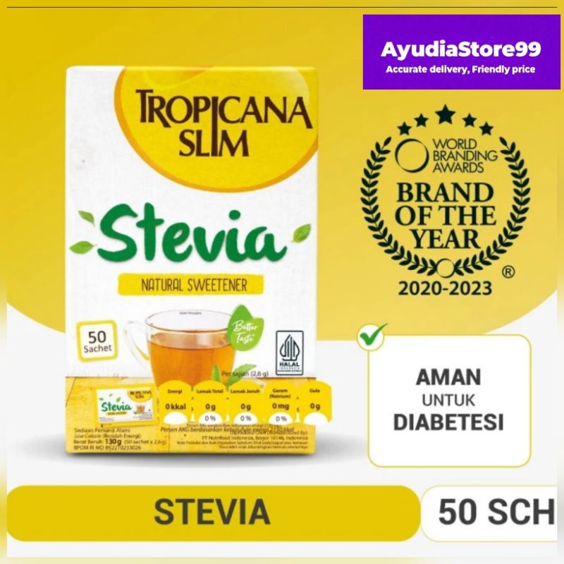 Stevia Tropicana Slim Sweetener  Stevia 50 Saset- Tropicana Slim Stevia