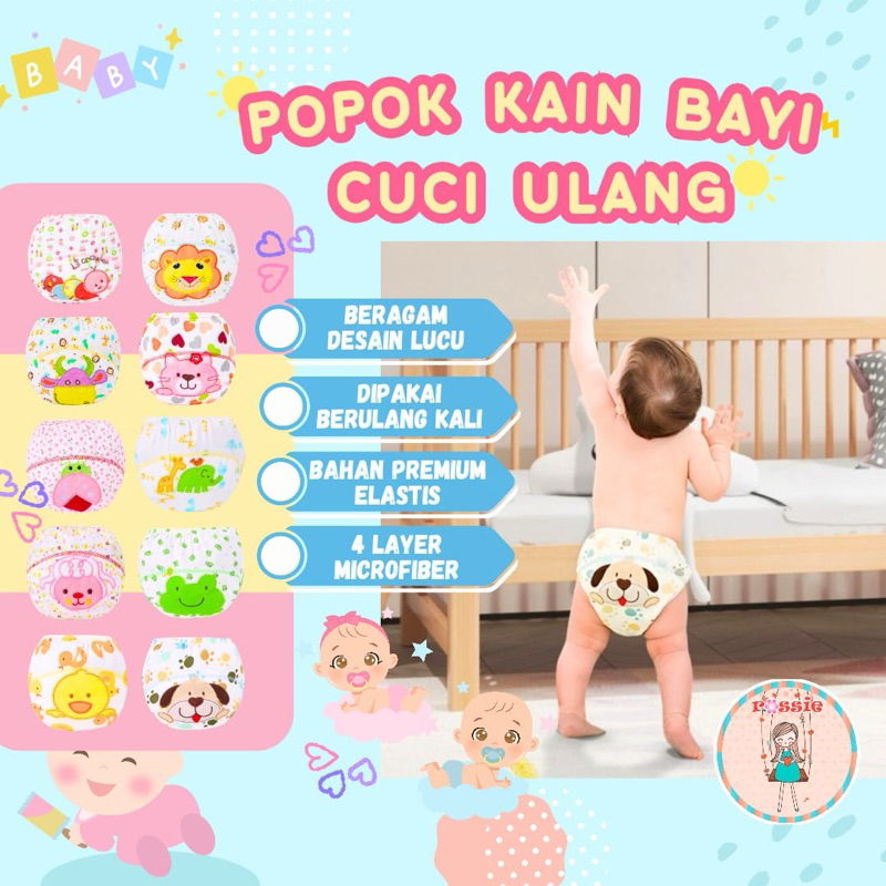 Training Pants Baby 6 Layer Celana Popok Bayi 6 Layer cuci ulang popok kain bayi clodi popok bayi cu