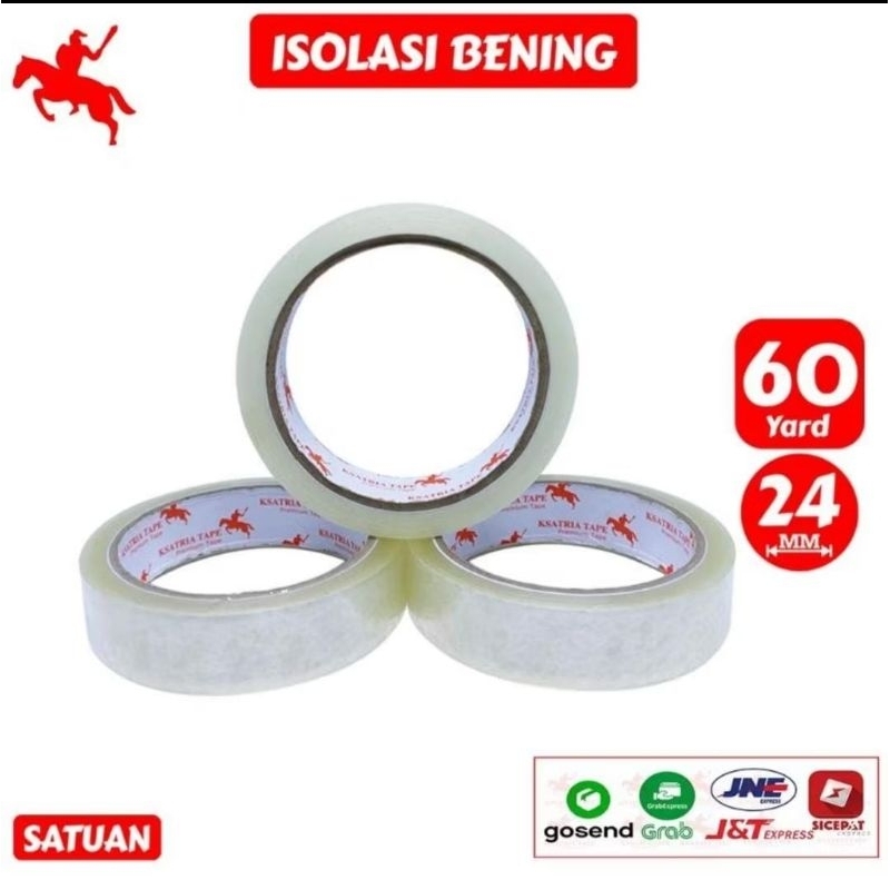 

Lakban OPP Tape 1 inchi x 60 yard / Isolasi Bening KSATRIA Tape selotip 12mm isolasi bening 24mm x 60yard