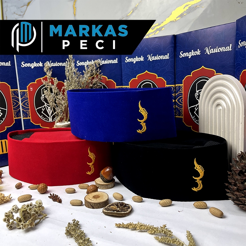 PECI KUJANG - Peci Songkok Kopyah Bordir Kujang Peci Hitam Kujang Anak dan Dewasa Tinggi 9 cm
