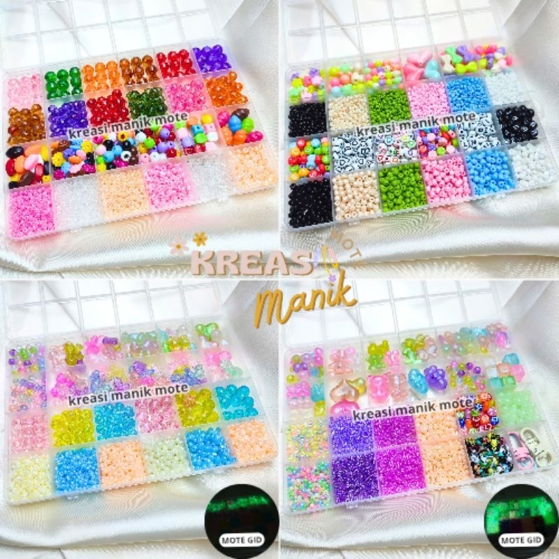 Paket Set Manik Meronce / 24 Sekat Manik Meronce / Manik Set 10 Sekat Mote / Set Manik / Set Mote / 