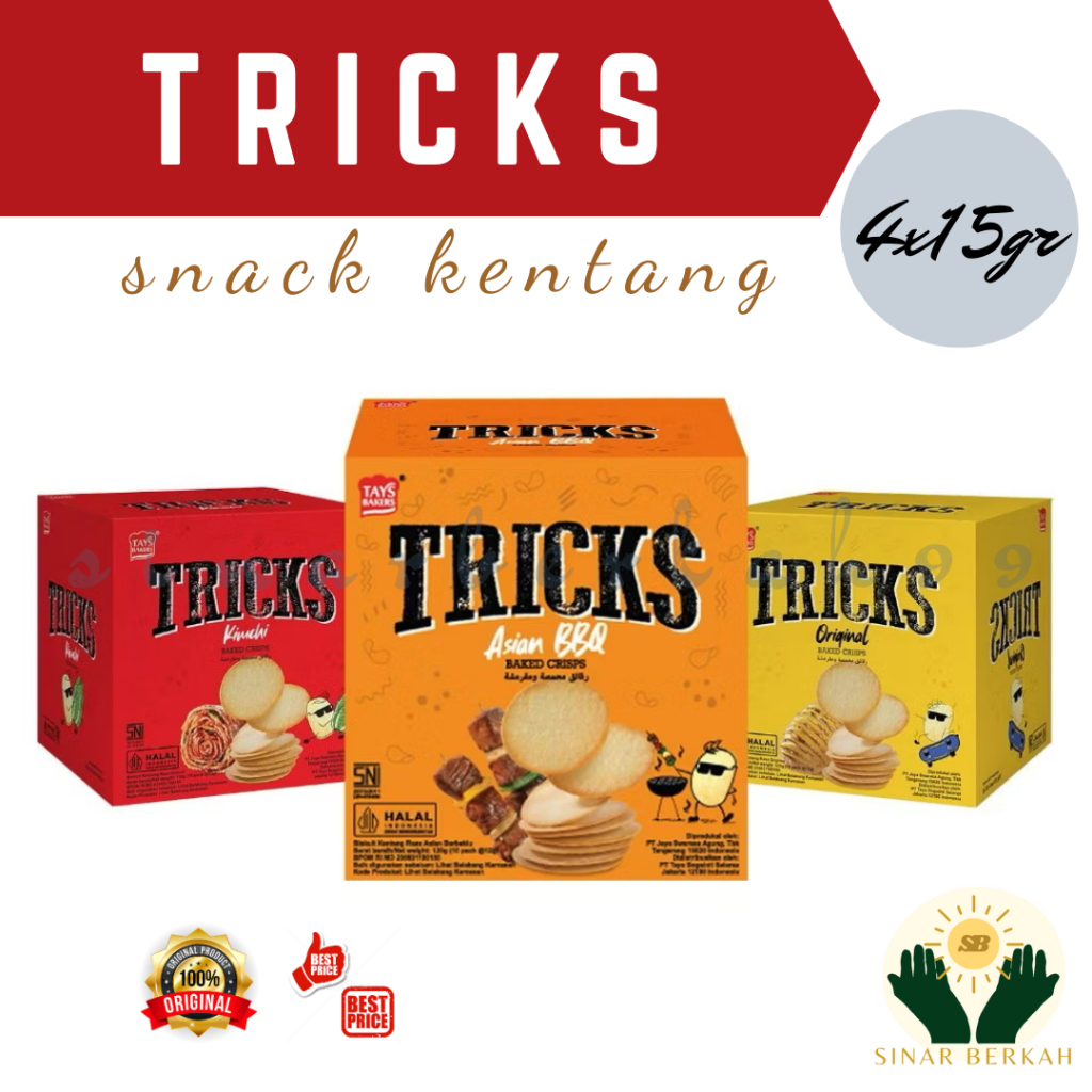 

Tricks Crisps Potato Baked keripik Kentang 4 x 15 Gram All Varian