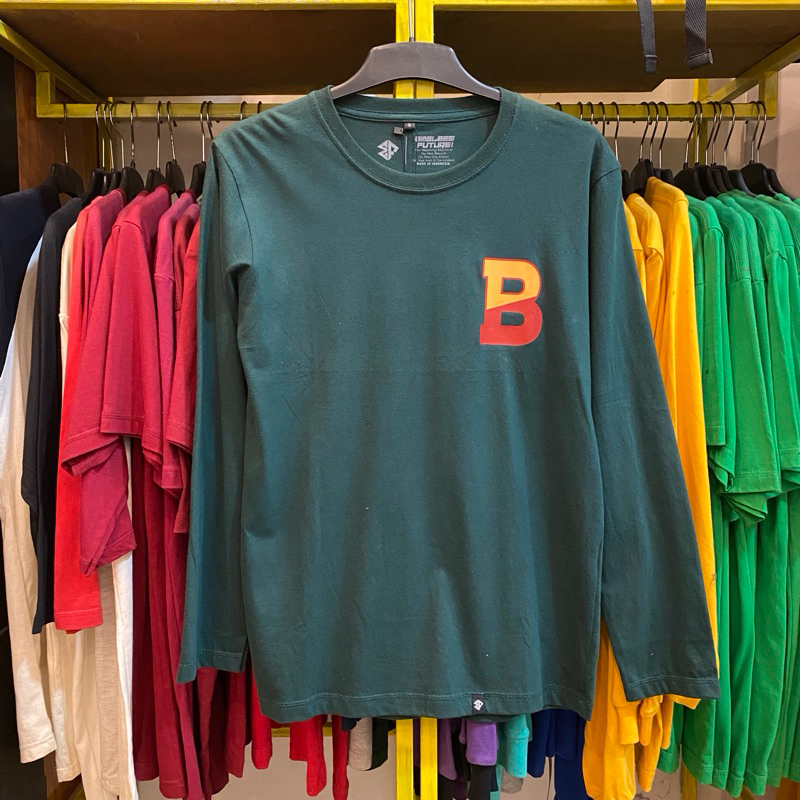 bmblbee longslevee B - hijau botol / kaos pria