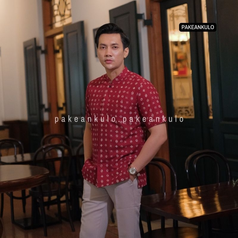 PAKEANKULO KOKO BATIK HAFIZHANI Batik Premium Pria Slimfit Lengan Pendek