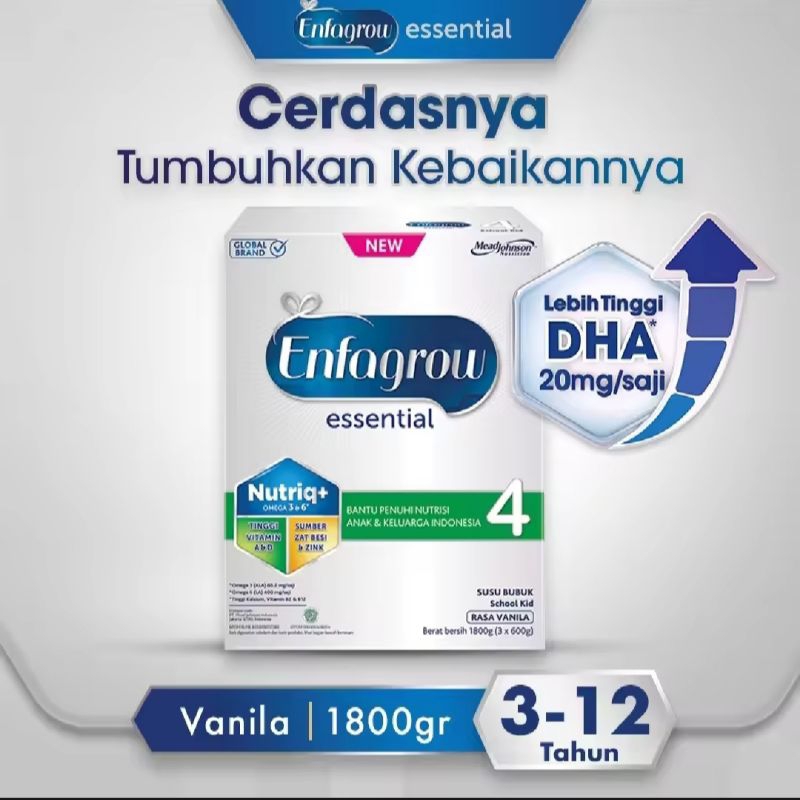 

ENFAGROW ESSENTIAL 4 VANILA 1800gr SUSU FORMULA ANAK USIA 3-12 TAHUN